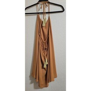 The Hanger Cocktail Party Holiday Mini Dress Medium Gold Tassels Fairy Boho